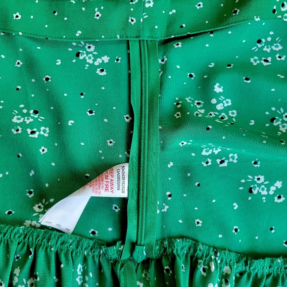 🌟 TOPSHOP Flirty Trendy Green Floral Crop Cami Rouching Side Zip Women's Sz 10 - Picture 6 of 9